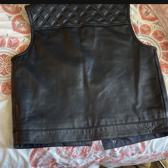 Black real leather biker vest